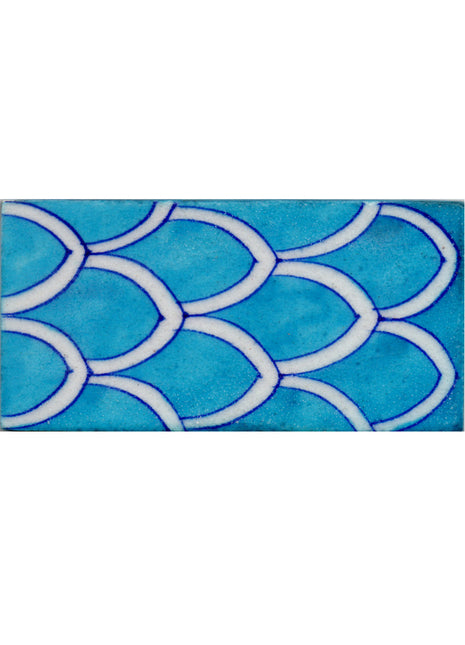 White Pattern On Turquoise Base Tile