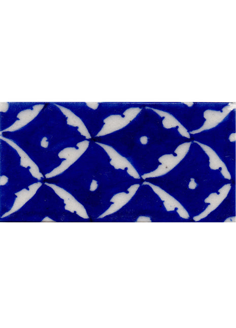 White Pattern on Blue Base Tile