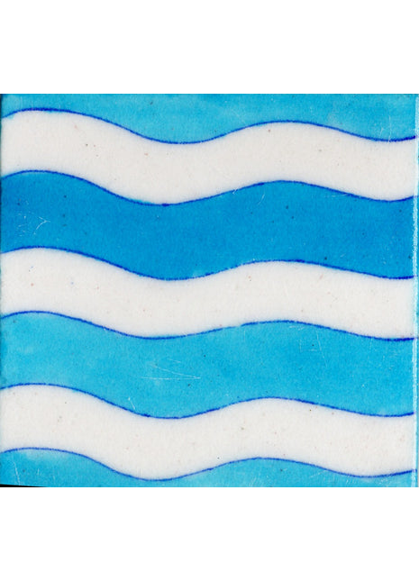 Turquoise and White Wave Desing Tile