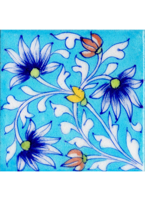 Turquoise Pattern Ceramic Handmade Kitchen Tile