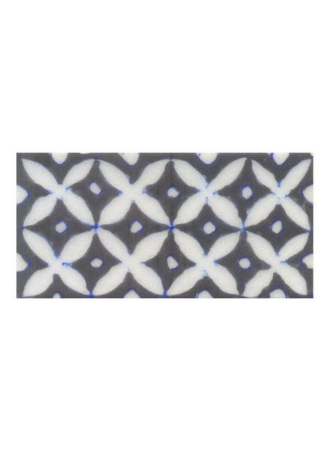 White Flower with Black Base Tile