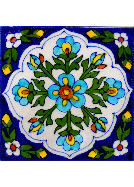 Handpainted Yellow Floral Kitchen Backsplash Tile