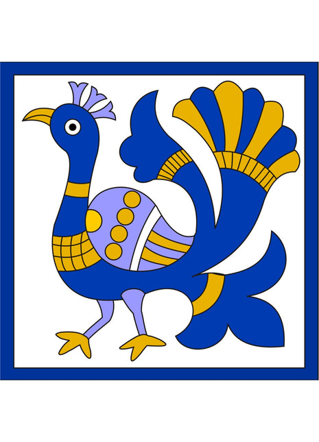 Blue,Yellow and Purple Color Peacock Tile
