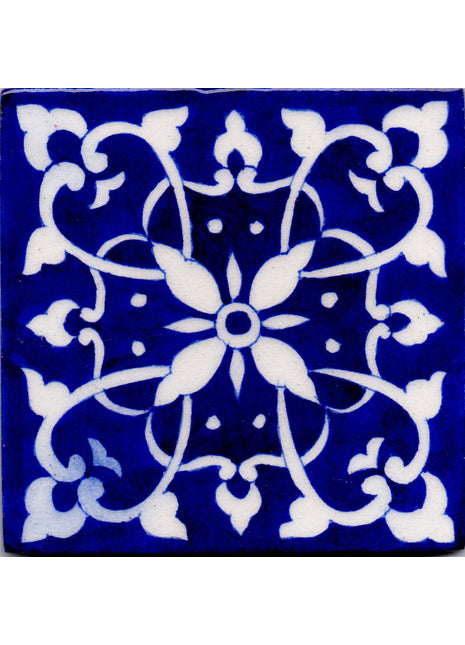Handpainted Blue Floral Kitchen Backsplash Tile