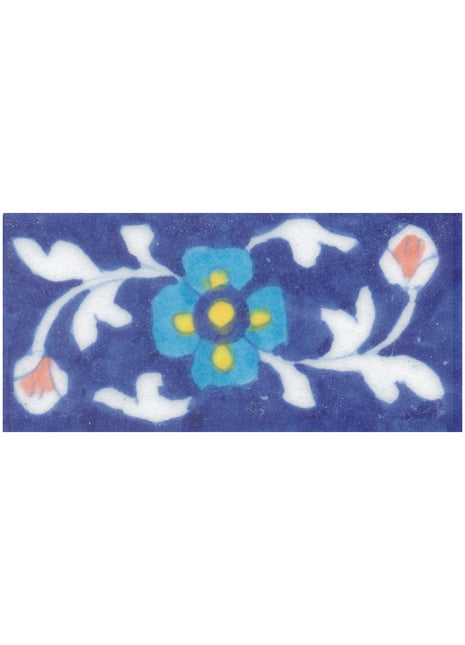 Turquoise Flower on Blue Base Tile