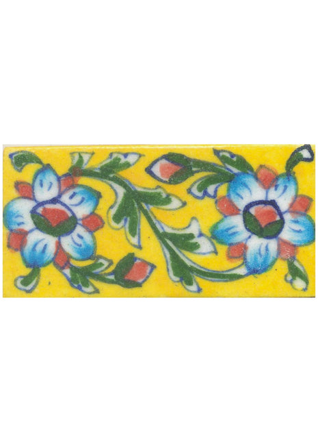 Flowers Design on Yellow Base Tile