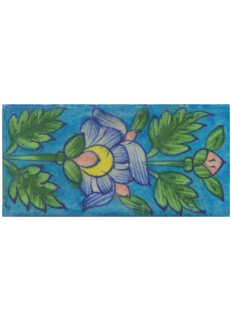Flowers Design on Turquiose Base Tile