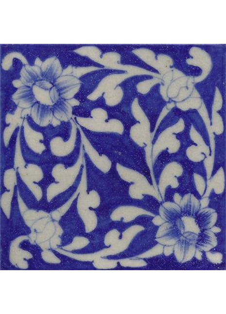 White leaves and Blue tile.