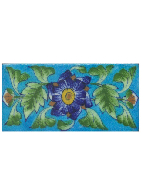 Flowers Design on Turquiose Base Tile