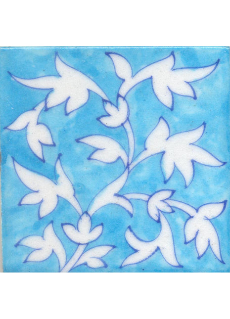 White leaf with Turquoise Base Tile