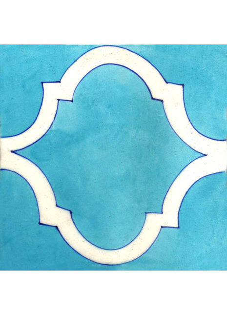 White design On Turquoise Base Piastrelle
