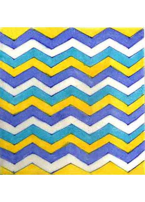 Turquoise,Blue,Yellow and White Colour Zigzag