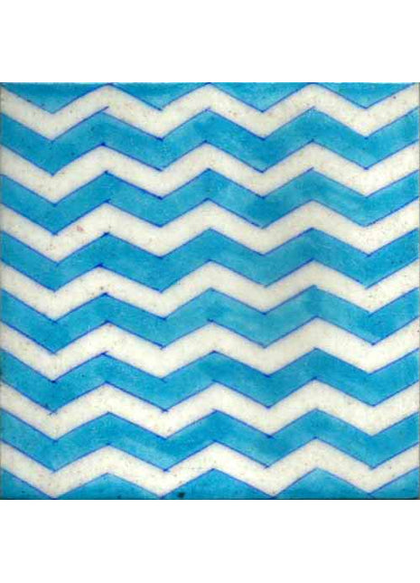 Turquoise and White Zigzag Tile