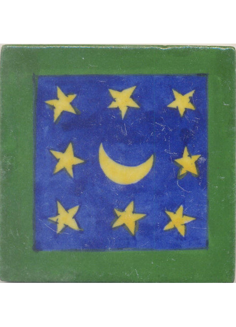Handcrafted Unique Design Blue Pottery Tile