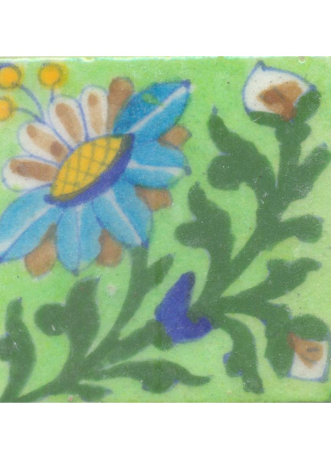 Flower Design on Lime Green Base Tile