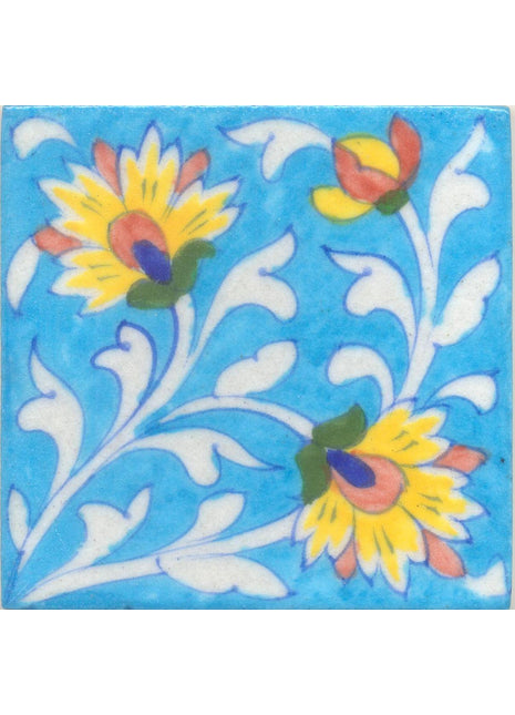 Indian Vintage Turquoise Blue Pottery Tiles For Home
