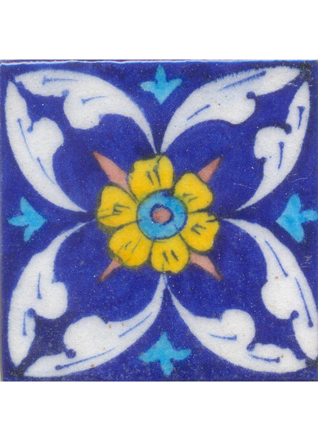 Luxury Kitchen Backsplash Floral Design Blue Pottery Tile