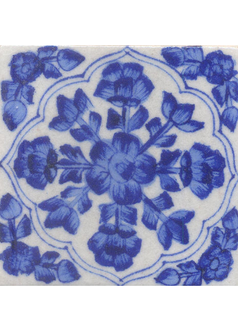 Blue design on White Tile