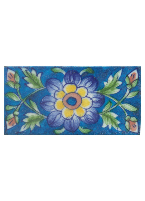 Yellow Flower on Turquoise Base Tile