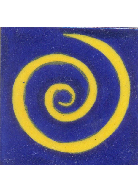 Yellow Swirl with Blue Base Tile