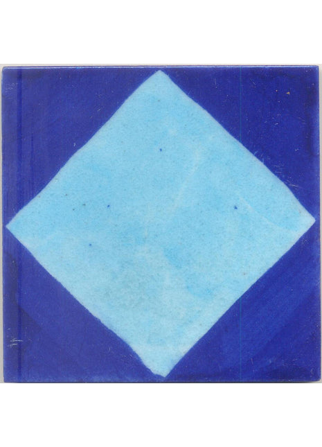 Handcrafted Turquoise Patch on Blue Tile