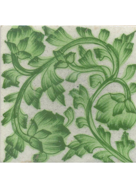 Green Flower with White Base Tile