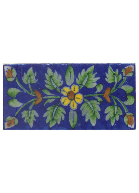 Yellow and Brown Flower and Green shading leaf with Blue BaseTile
