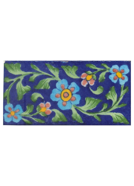 Flowers Design on Blue Base Tile