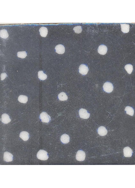 White Polka Dots with Black Base Tile