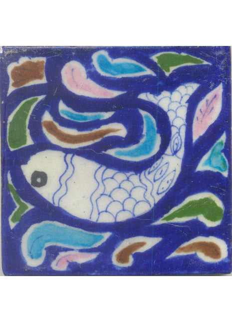 Fish Design on Blue Base Tile
