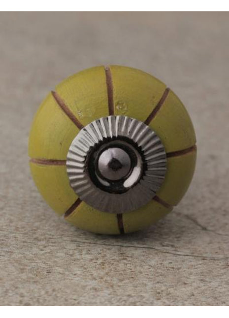 Green Wooden Knob with Hurricane Stripes