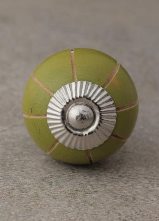 Green Wooden Knob with Hurricane Stripes