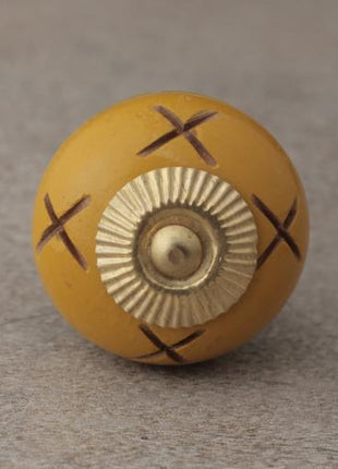 Yellow and Green Color Wooden knob with Double Stripes
