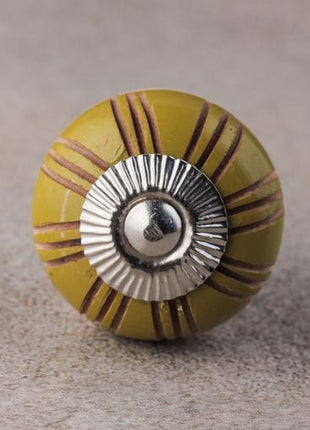 Green and Cream Wooden Knob with Double Stripes