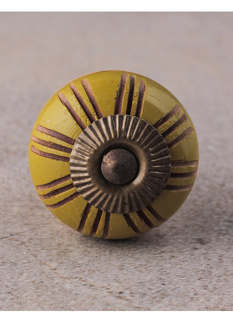 Green and Yellow Color Kitchen Cabinet Wooden Knobs