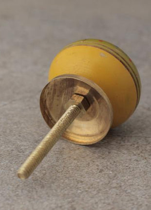 Green and Yellow Wooden knob Double Stripes with Golden Design