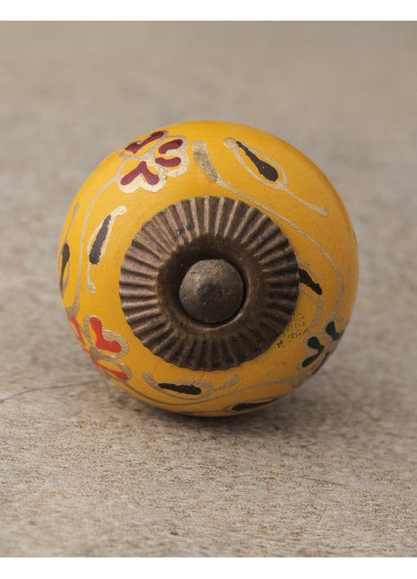 Yellow Wooden knob Golden and Green Design