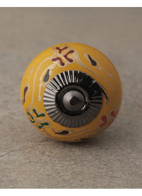 Yellow Wooden knob Golden and Green Design