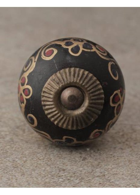 Black and Yellow Wooden knob with Double Stripes