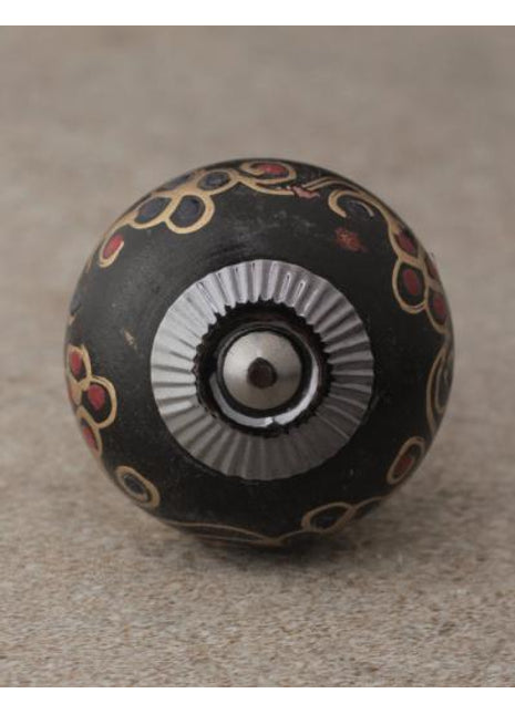 Black and Yellow Wooden knob with Double Stripes