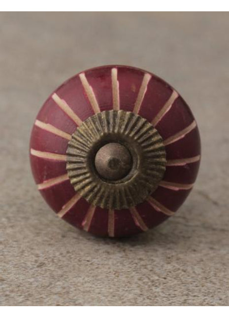 Red and Green Wooden knob with Dubble Stripes