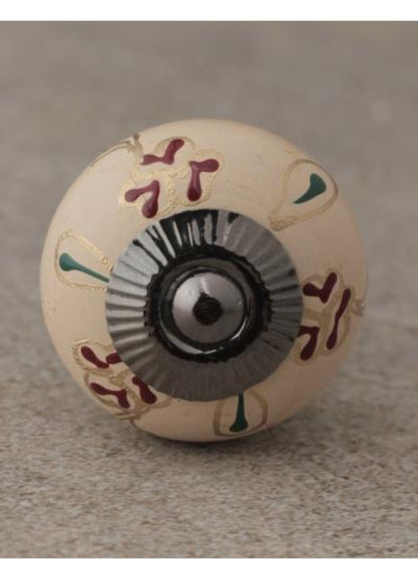 Pink Wooden knob with Golden and Red design