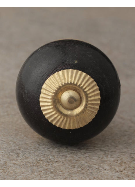 Black and Yellow Wooden Cabinet Knob with Off-White Double Stripes