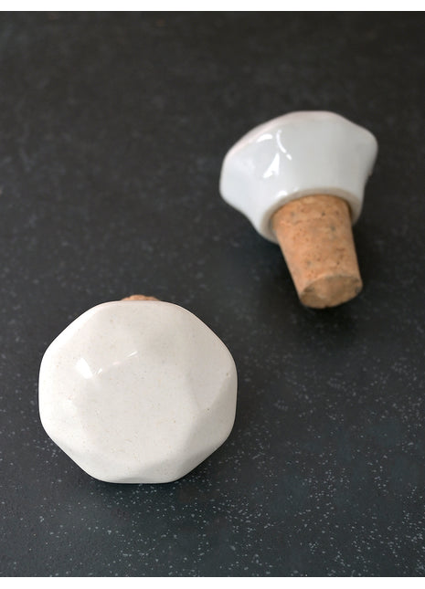 Unique Solid White Ceramic Wine Bottle Stopper (Sold in set of 2)