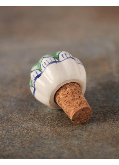 Antique Red And Green Flower Print Ceramic Wine Bottle Stopper (Sold In Set of 2)