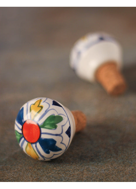 Ceramic Hand painted Wine Bottle Stopper, Bottle Stopper (Sold In Set of 2)