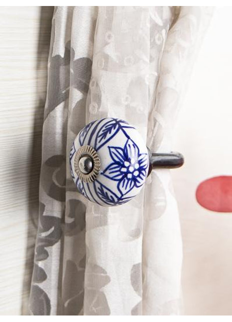 Curtain Tie Backs Hook Decorative Wall Hook- Blue (Set of Two)
