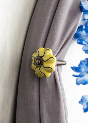 Curtain Tie Backs Hook Decorative Wall Hook-Yellow (Set of Two)