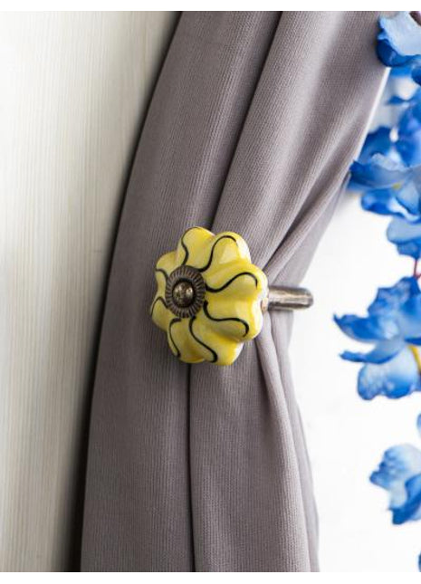 Curtain Tie Backs Hook Decorative Wall Hook-Yellow (Set of Two)