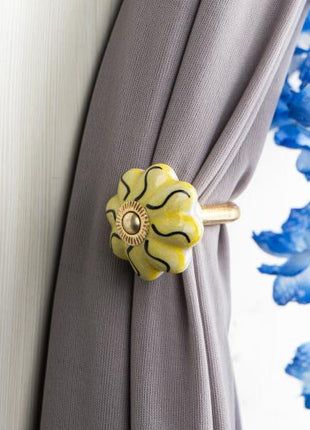Curtain Tie Backs Hook Decorative Wall Hook-Yellow (Set of Two)